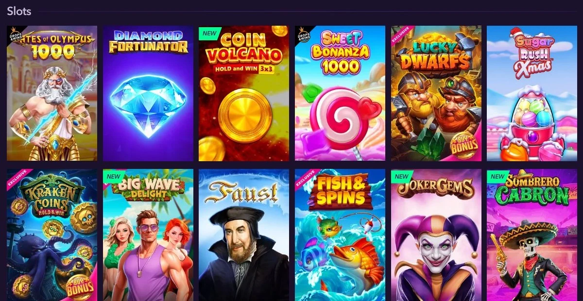 Naobet: Slot-Lobby mit Spielkacheln
