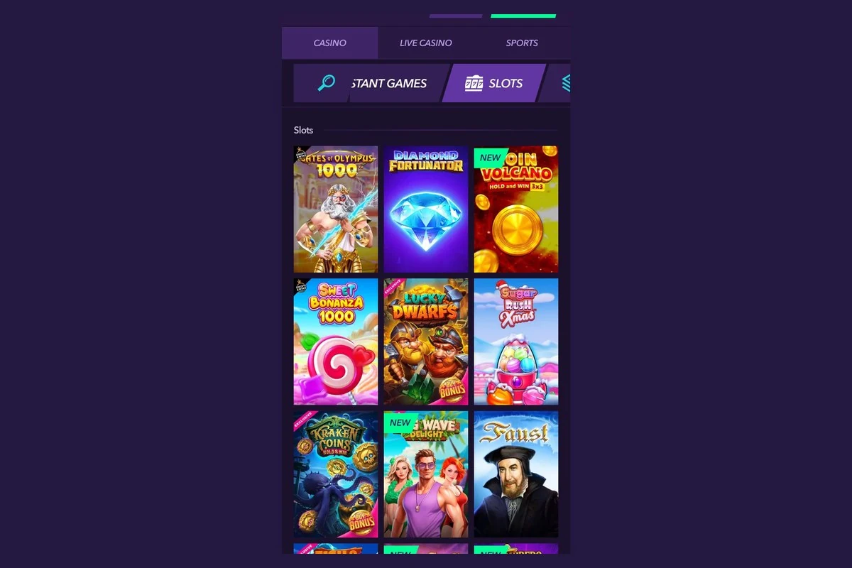 Naobet im mobilen Browser: Slot-Bereich auf dem Smartphone