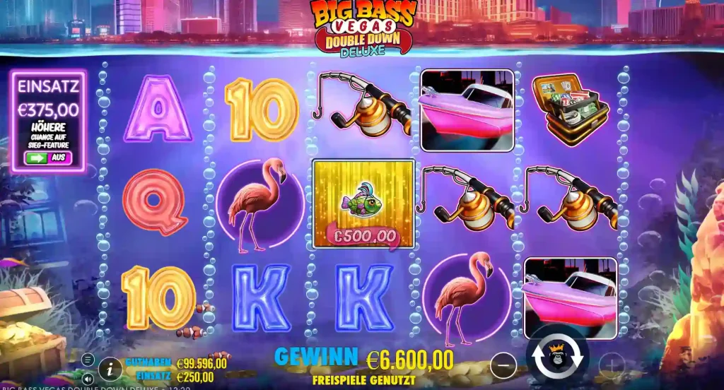 NaoBet Casino Big Bass Vegas Slot mit Gewinn und Freispiele Anzeige